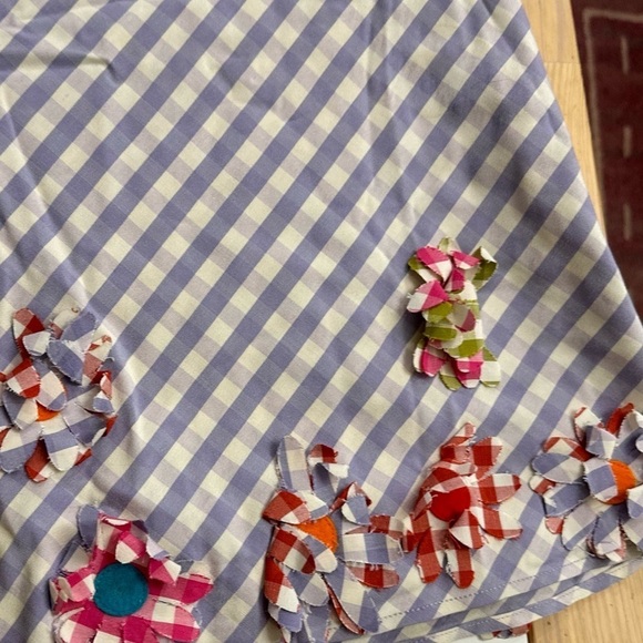 Moschino Cheap and Chic Purple White Gingham Check 3D Floral Skirt Vintage 8 - Picture 10 of 13